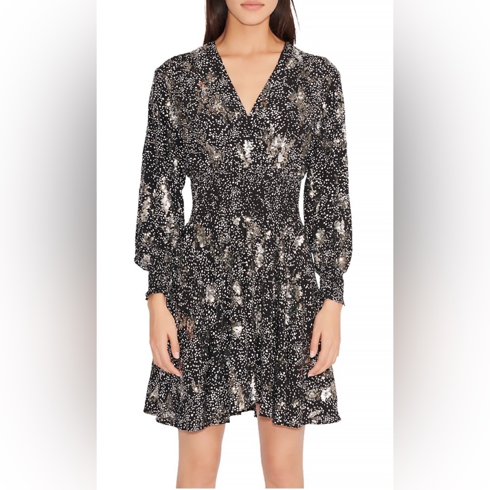 NWT Maje $565 Robany Long Sleeve Printed Dress Size S (36)